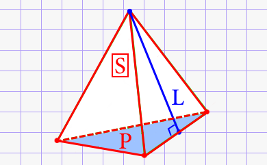 Апофема правильной треугольной пирамиды через площадь боковых поверхностей и периметр нижнего основания
