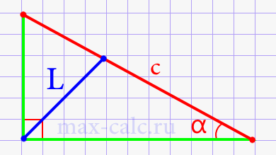 Длина биссектрисы в прямоугольном треугольнике через гипотенузу и угол