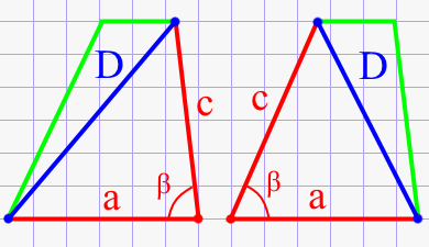 Диагональ трапеции через нижнее основание, боковую сторону и угол между ними