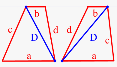 Диагональ трапеции через четыре стороны