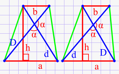 Диагональ трапеции через высоту, основании и другую известную диагональ