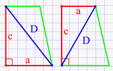 Диагональ прямоугольной трапеции через основание и сторону