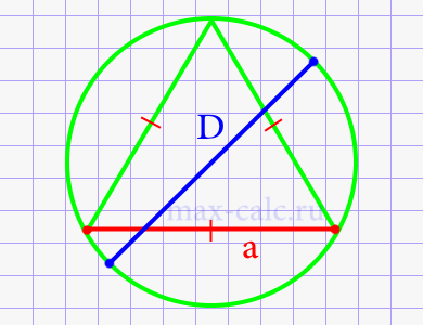 Диаметр круга через сторону вписанного равностороннего треугольника