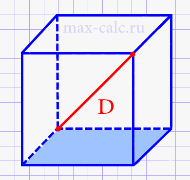 Обьём куба через диагональ куба