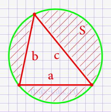 Площадь треугольника разностороннего через площадь описанного круга и три стороны