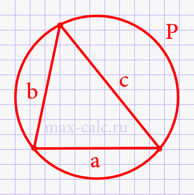 Площадь треугольника разностороннего через длину описанной окружности и три стороны