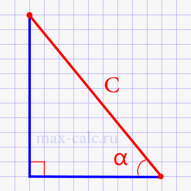 Площадь прямоугольного треугольника через гипотенузу и острый угол