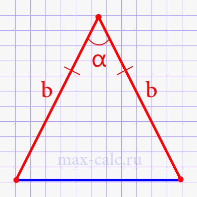 Площадь равнобедренного треугольника через боковые стороны и угол между ними