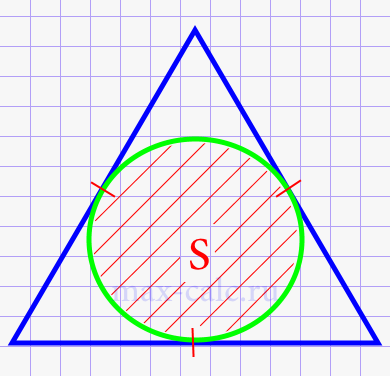 Площадь равностороннего треугольника через площадь вписанного круга