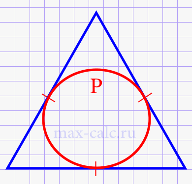 Площадь равностороннего треугольника через длину вписанной окружности (периметр)
