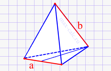Площадь полной поверхности правильной треугольной пирамиды через ребро основания и боковое ребро