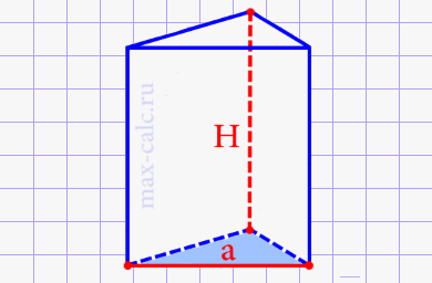 Площадь боковых поверхностей правильной треугольной призмы через ребро основания и высоту