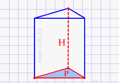 Площадь боковых поверхностей правильной треугольной призмы через периметр основания и высоту