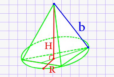 Боковое ребро правильной треугольной пирамиды через высоту и радиус описанной окружности вокруг правильной треугольной пирамиды