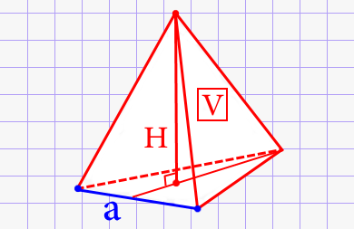 Ребро основания правильной треугольной пирамиды через обьём и высоту