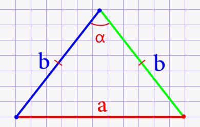 Боковая сторона равнобедренного треугольника через основание и угол между боковыми сторонами