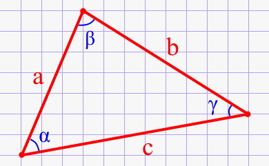 Угол треугольника через три стороны