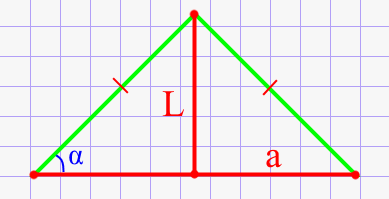 Угол при основании равнобедренного треугольника через биссектрису и основание