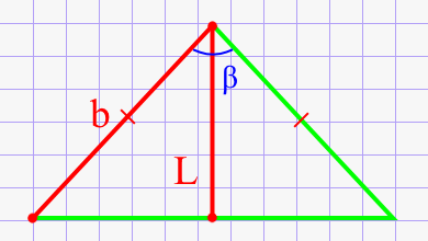 Угол между боковыми сторонами равнобедренного треугольника через биссектрису и боковую сторону