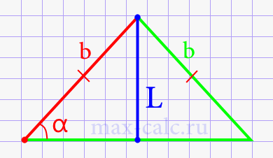 Длина биссектрисы в равнобедренном треугольнике через боковую сторону и угол при основании