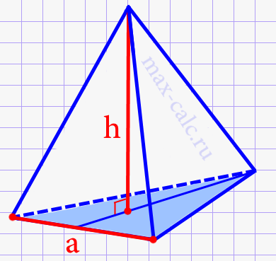 Обьём правильной треугольной пирамиды через ребро основания и высоту