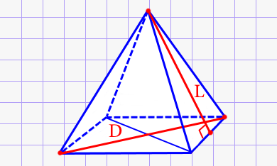 Площадь полной поверхности правильной четырёхугольной пирамиды через диагональ основания и высоту боковой грани (апофема)
